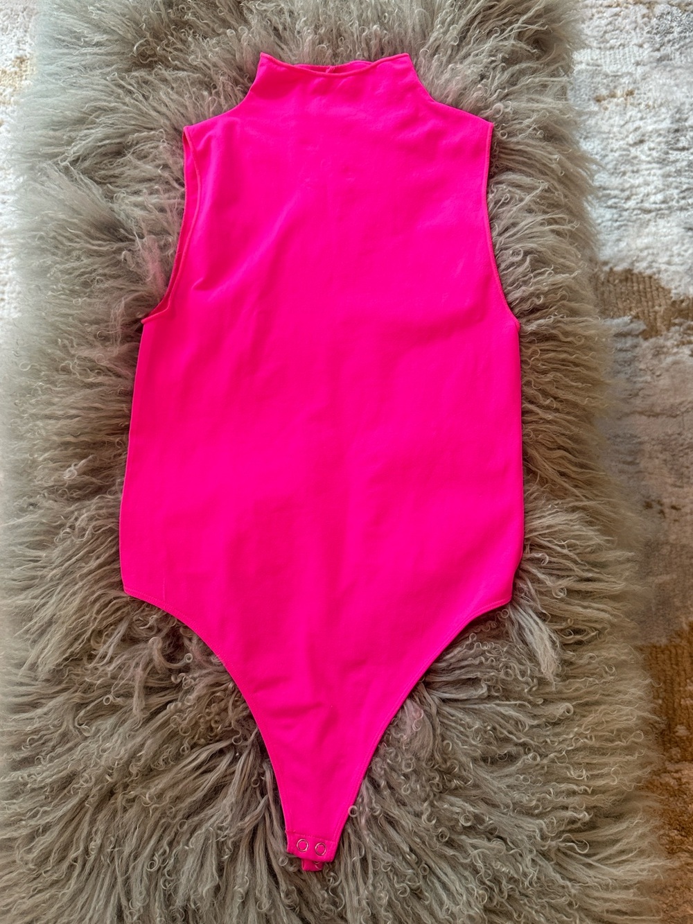 Good American Hot Pink Sleeveless Mock Neck Bodysuit